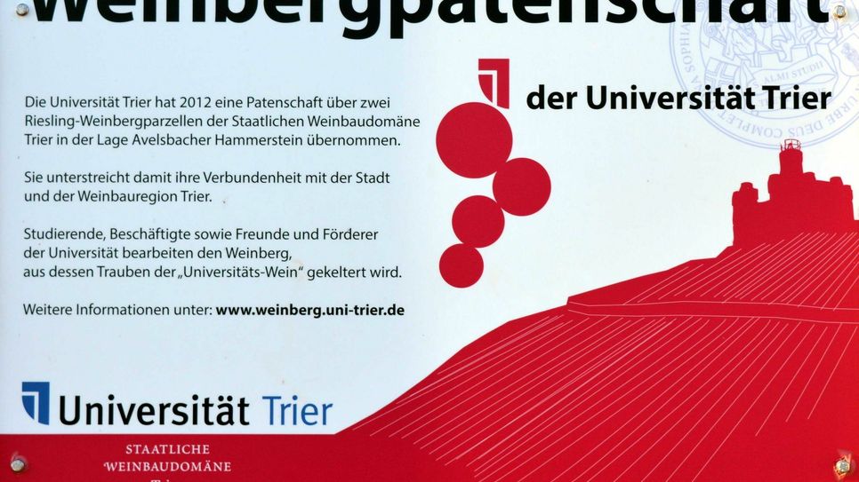 Thiels Burg ziert das Etikett des Uni-Weins. Foto: FF
