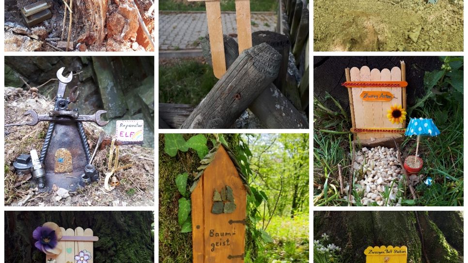 Eine Collage von einigen Türchen des Feenwegs in Weiler.