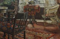 Anne-Marie Dorph (1900-1991): Das Wohnzimmer ihrer Eltern, 1917, Aquarell