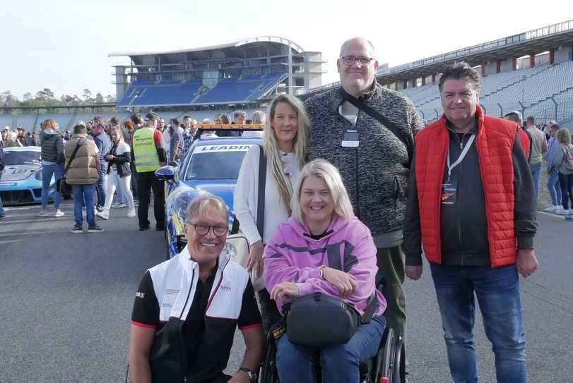 Finale des Porsche Sports Cup 2023 in Hockenheim mit Altfrid Heger, Rüdiger Hack, Sabine Hansen und dem Ehepaar Breitbach.