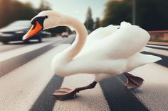 Erst Feuerwehr und Polizei konnten den aggressiven Schwan mit vereinten Kräften zum Verlassen der Straße bewegen.