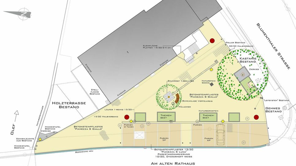 So sieht der Gestaltungslageplan  für den neuen Stadteingang in Schleiden aus. In acht Wochen will man fertig sein. Planfoto: Ingenieurbüro Linscheidt