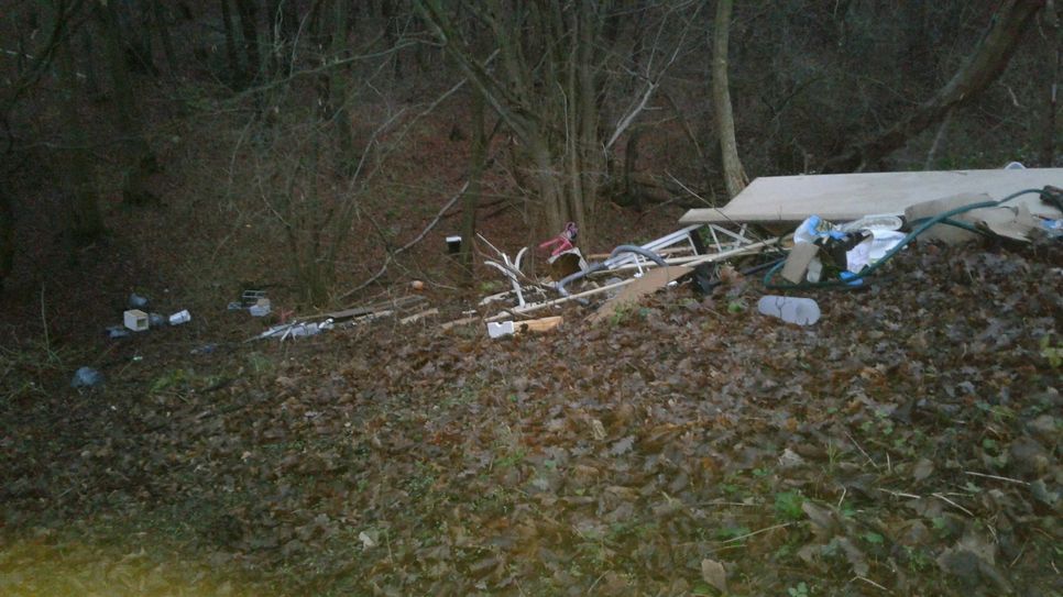 Unbekannte haben illegal Spermüll im Bereich der Paradieswiese in Bad Neuenahr-Ahrweiler entsorgt. Foto: Polizei