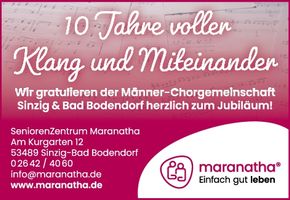 10 Jahre Männer-Chorgemeinschaft Sinzig