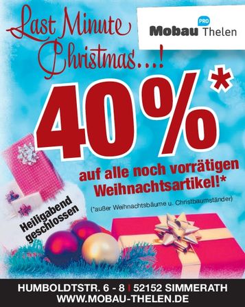 40 % auf alle Weihnachtsartikel