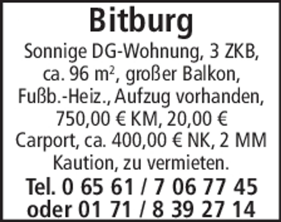 Bitburg sonnige DG-Wohnung