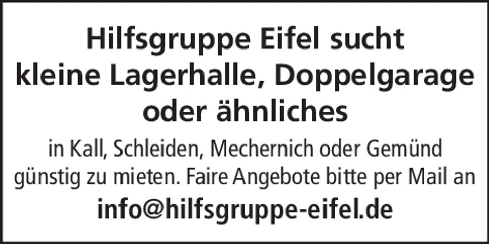 Hilfsgruppe Eifel sucht