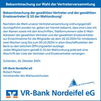 Wahl der Mitglieder-Vertreter der VR-Ban