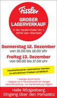 Großer Lagerverkauf 12.+13. Dez.