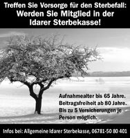 Idarer Sterbekasse Allerheiligen 2026