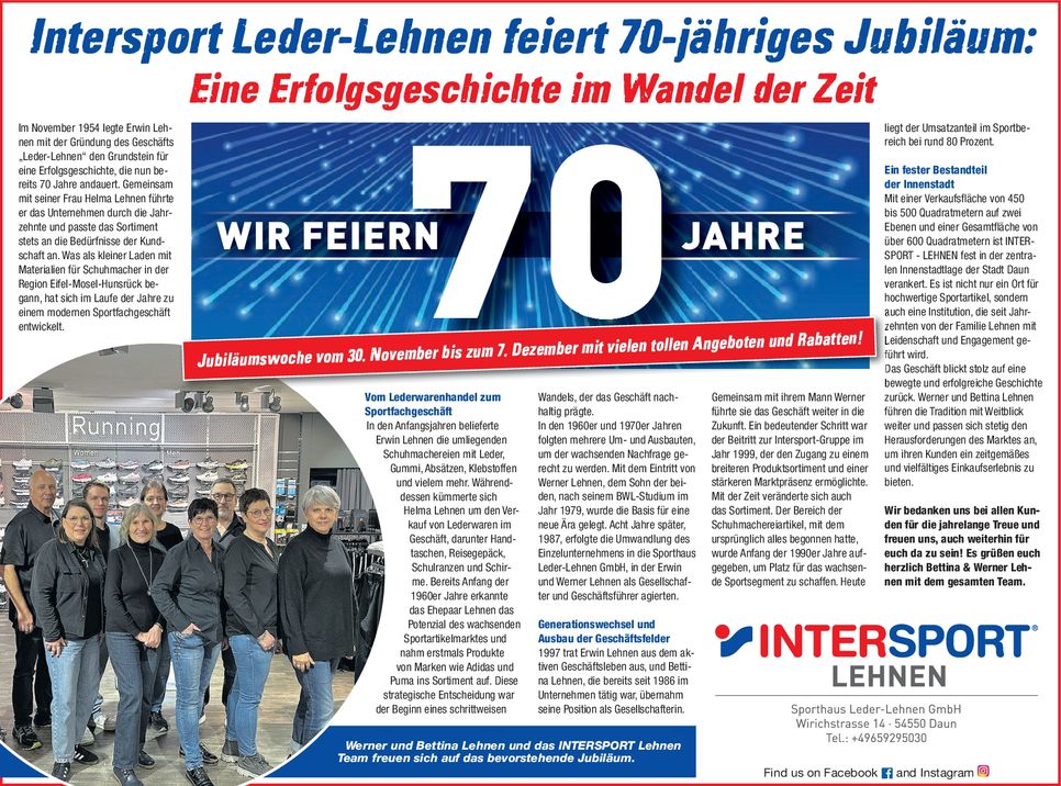 70 Jahre Intersport Lehnen