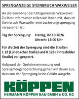Sprenganzeige Steinbruch Waxweiler