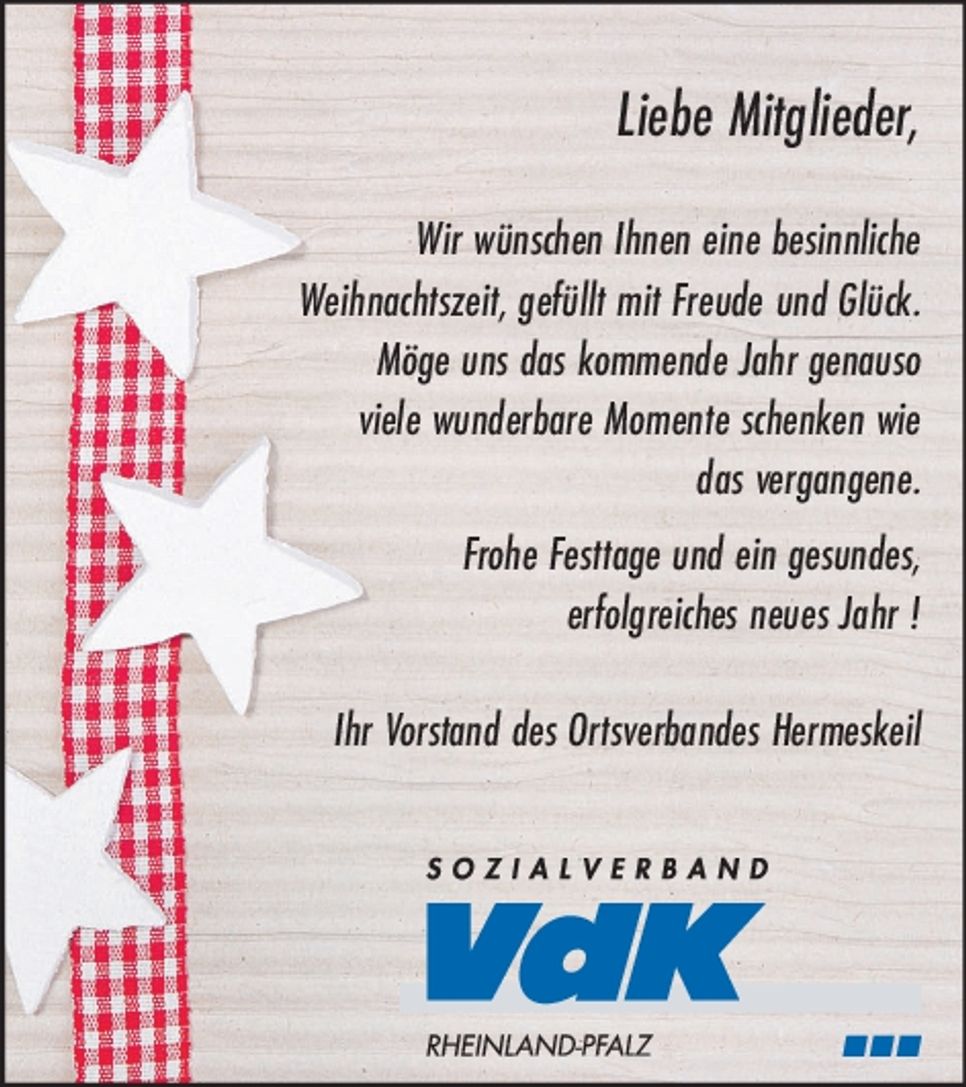 GB Weihnachtsgrüße VDK Hermeskeil