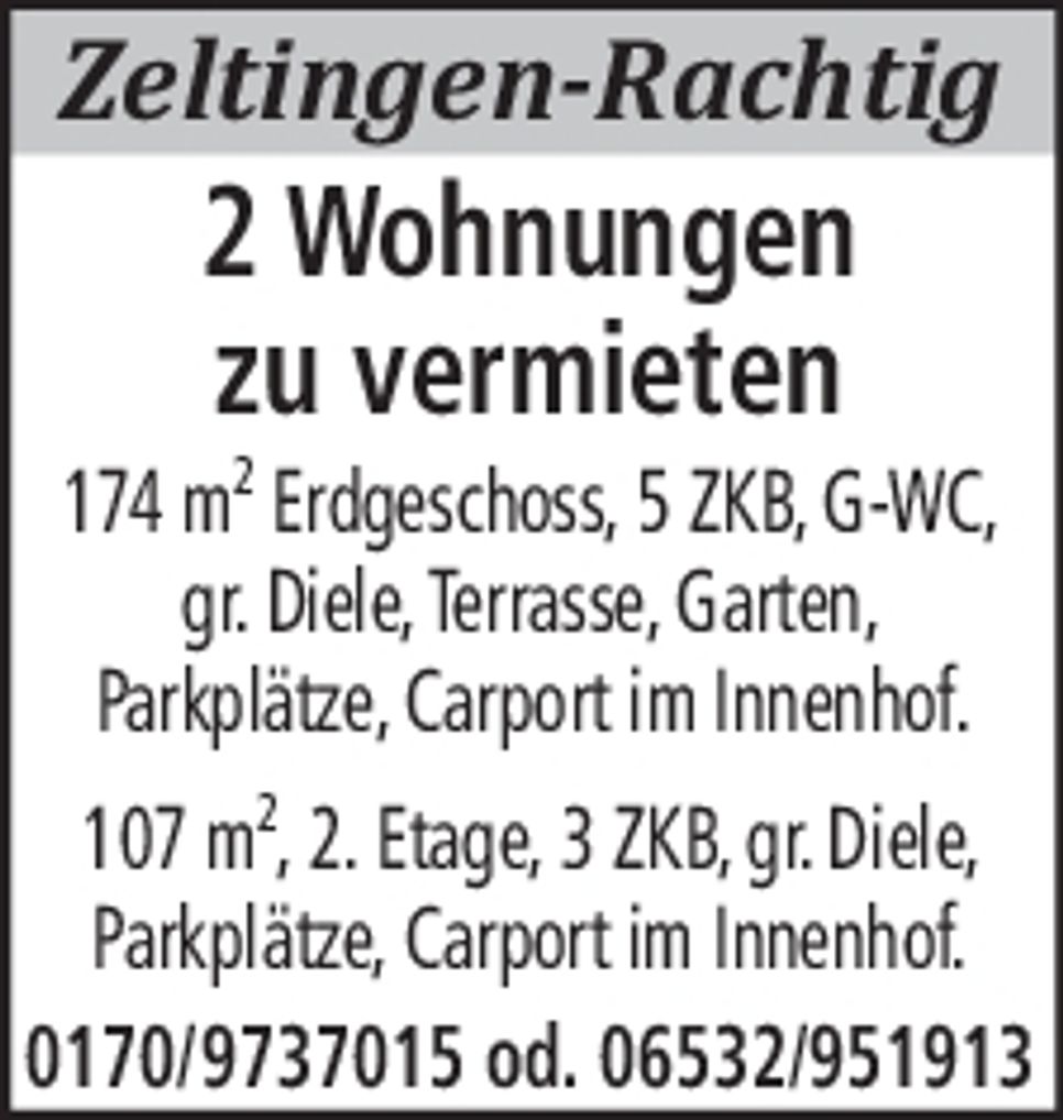 2 Wohnungen in Zeltingen