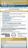 Einladung zum Jubiläumswochenende