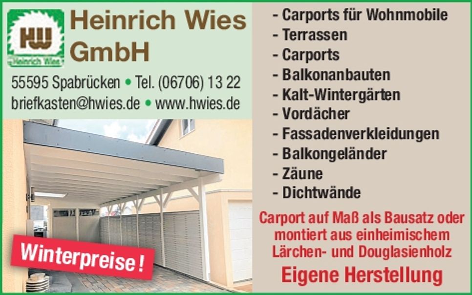 Carport - Winterpreise