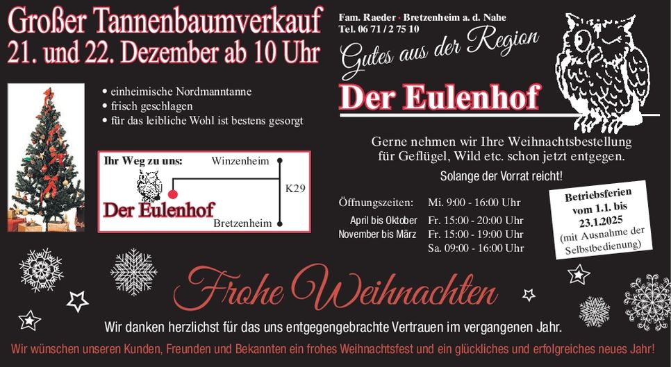 Tannenbaumverkauf inkl. Weihn.-Gruß