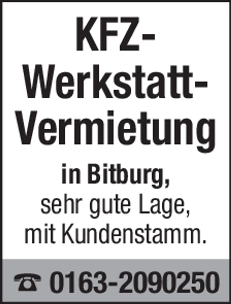 KFZ-Werkstatt - Vermietung