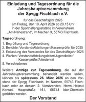 Einladung zur Jahreshauptversammlung