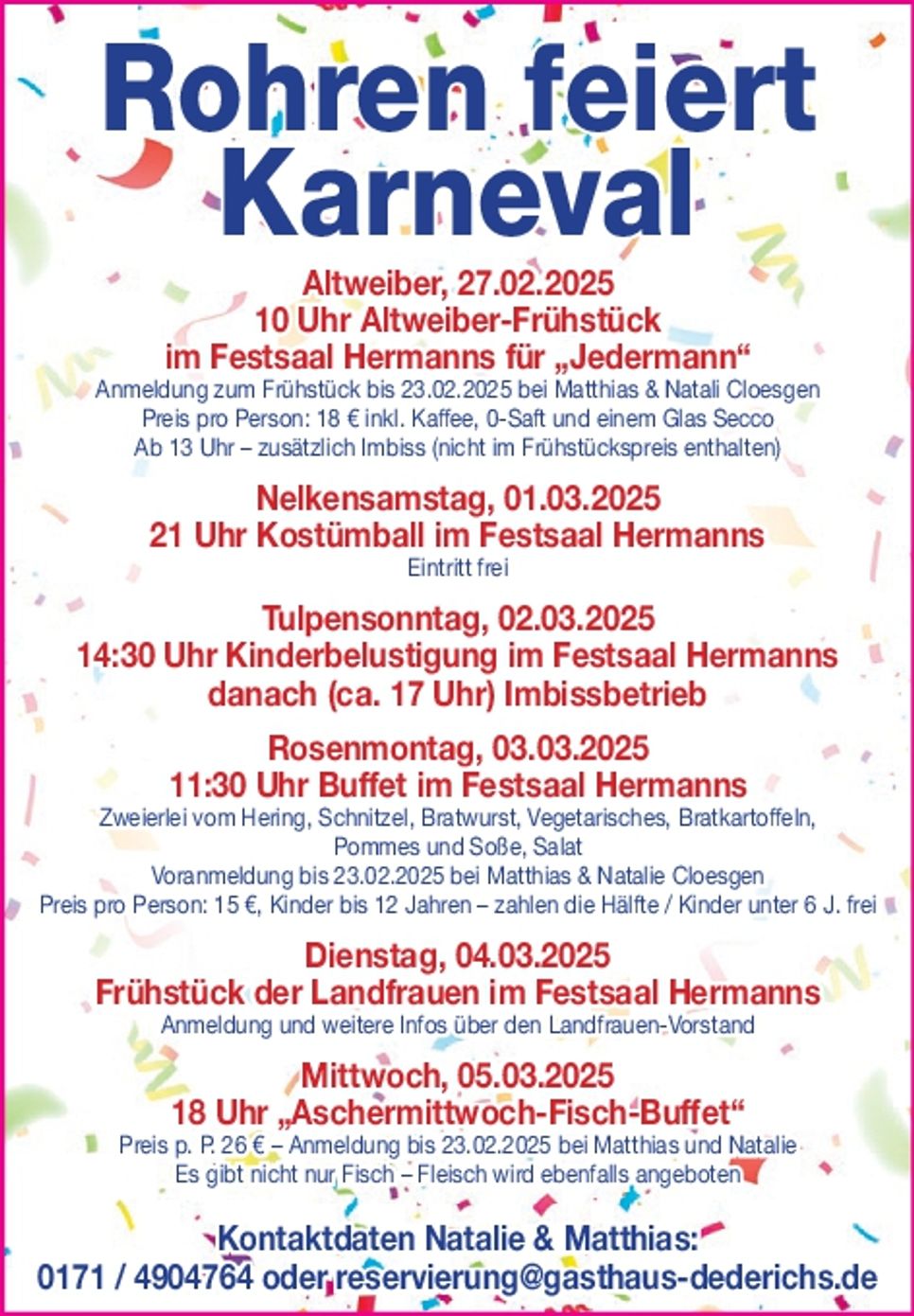 Karneval in Rohren