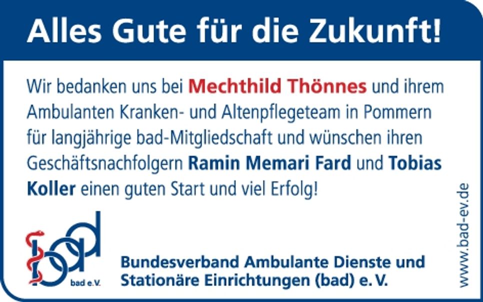 Übergabe Pflegeteam Thönnes