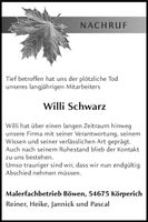 Nachruf Willi Schwarz