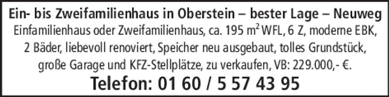 Ein- bis Zweifamilienhaus in