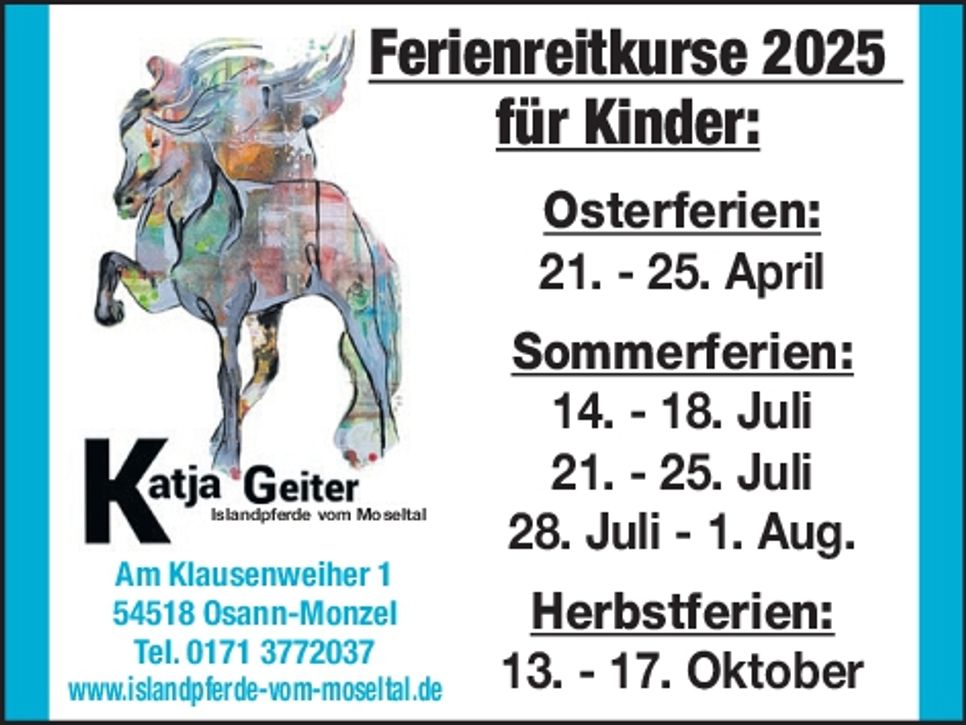 Ferienreitkurse für Kinder