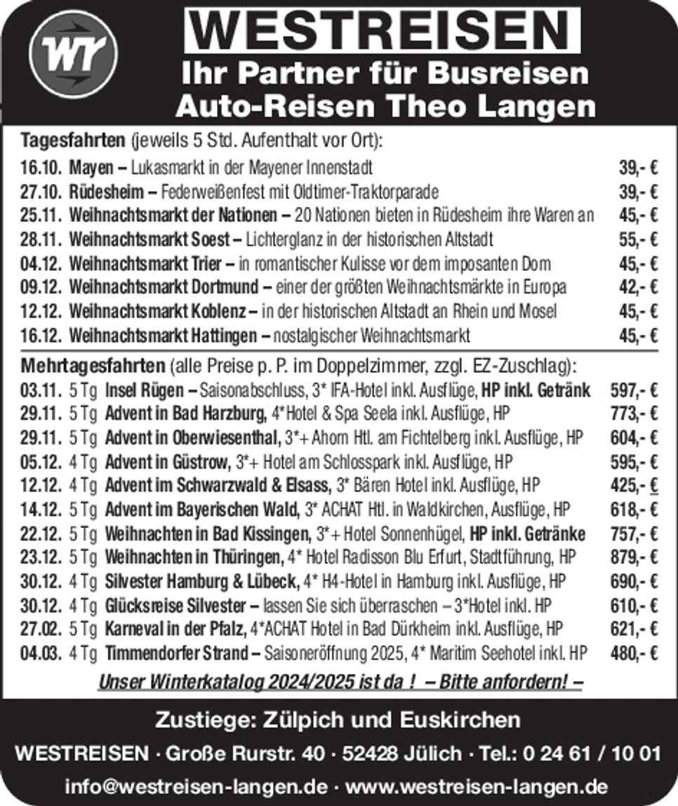 Tagesfahrten SLE+EUS